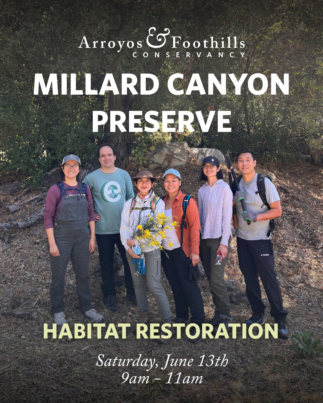 Participate in the stewardship of Millard Canyon Preserve while helping maintain it as a wildlife refuge!⁠
⁠
This Saturday, June 13th, volunteers will meet at 9am. If you have them, please bring tools such as weed whackers, pruners, loppers, or other hand tools suitable for cutting and clearing vegetation.⁠
⁠
Registration is required (link in bio!) and we encourage carpooling as parking is limited.⁠