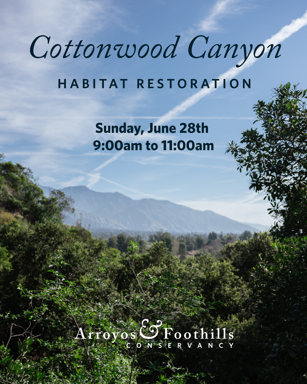This Sunday, June 28th, help restore habitat at Cottonwood Canyon in Pasadena! We'll be working to ensure this beautiful area remains a thriving, healthy wildlife corridor. ⁠
⁠
Volunteers will meet at 9am - please bring work gloves and water, and wear sturdy shoes. Please register through the link in our bio.⁠
⁠
Thanks for supporting urban conservation!