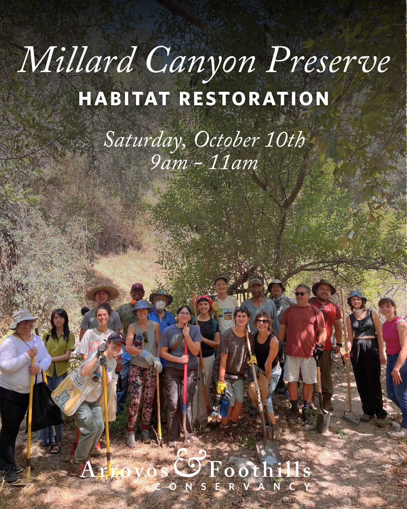 Join us at Millard Canyon Preserve to help maintain this special place as a wildlife refuge!⁠
⁠
This Saturday, October 10th, volunteers will meet at 9am. If you have them, please bring tools such as weed whackers, pruners, loppers, or other hand tools suitable for cutting and clearing vegetation.⁠
⁠
Registration is requested (link in bio!)